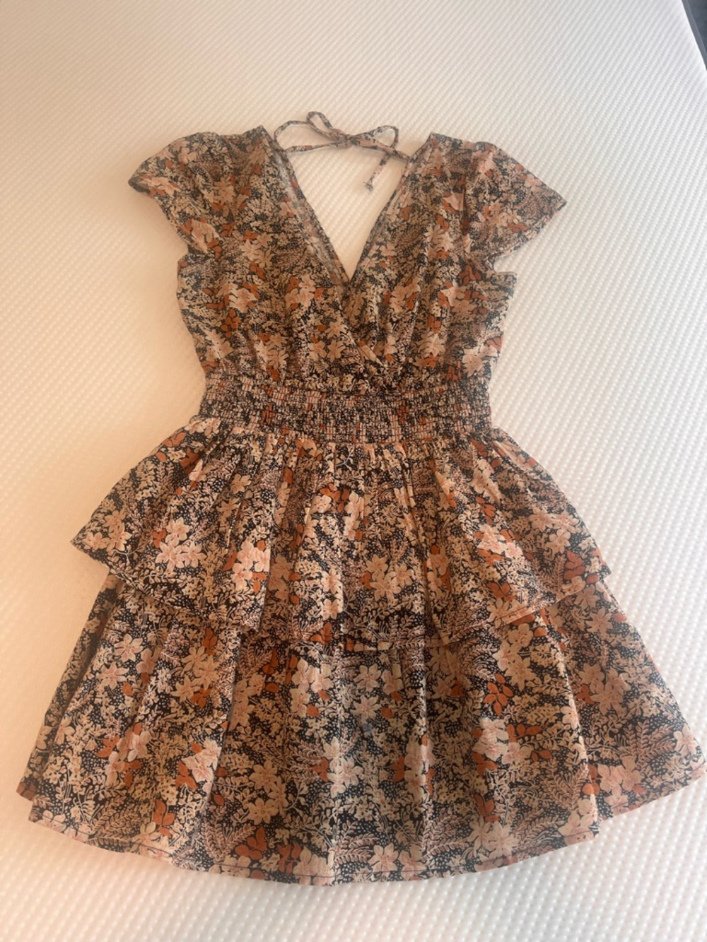 American Eagle Outfitters Floral Mini Dress in Black and Tan